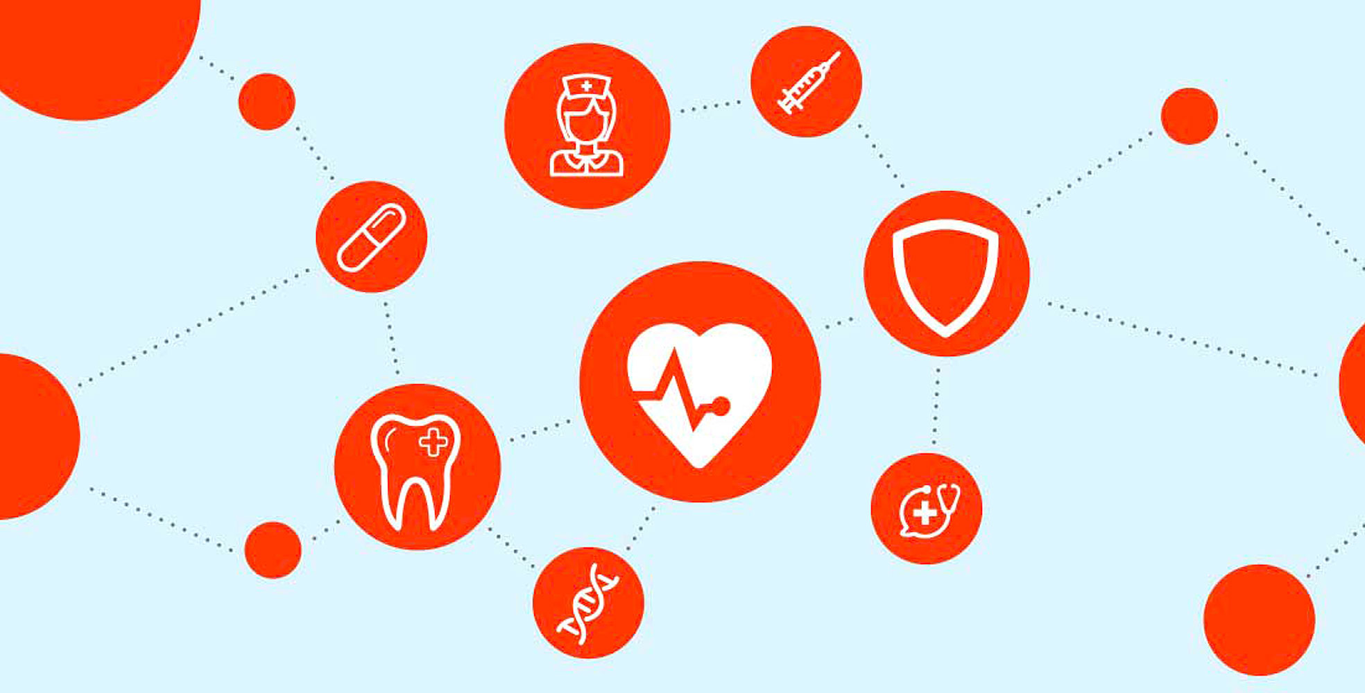 orange icons of various healthcare benefits