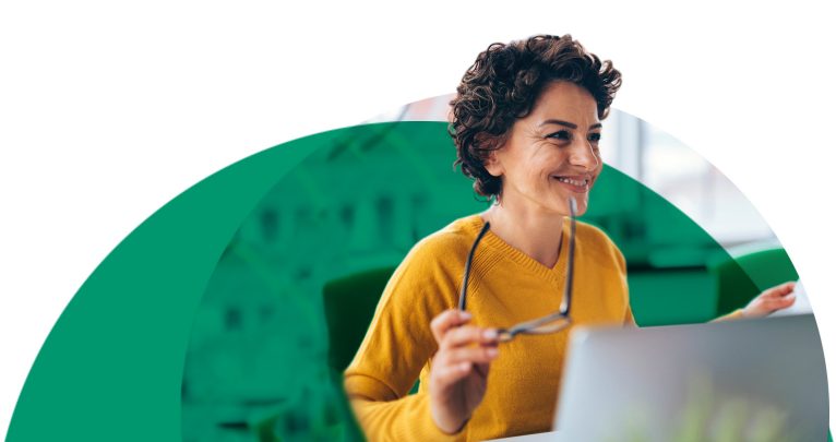 Woman working on laptop