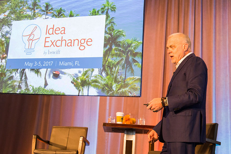 Aetna Chairman and CEO Mark T. Bertolini speaks at the Idea Exchange by bswift conference in May 2017.