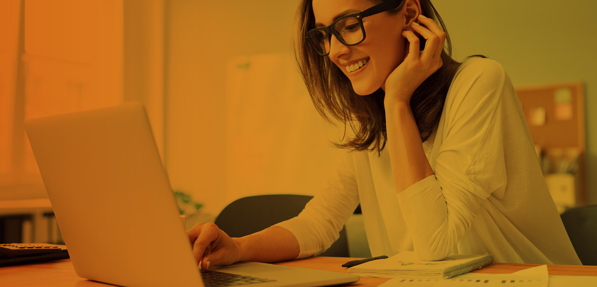 Woman engaging with employer communications