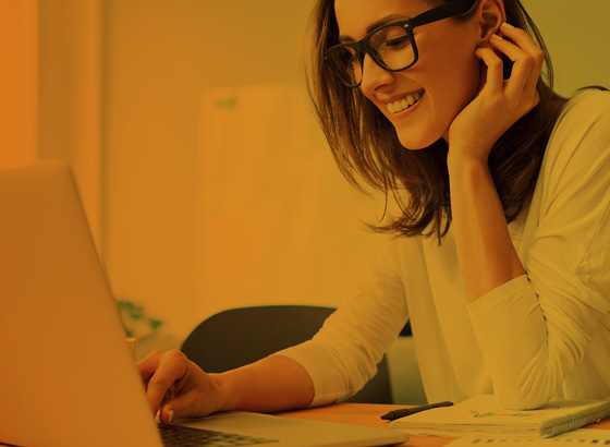 Woman engaging with employer communications