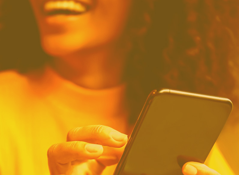 Woman engaged with technology