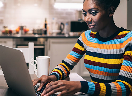 Woman working from home