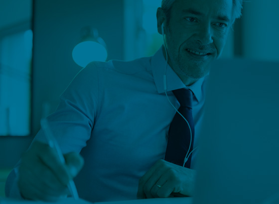 Employee using a computer