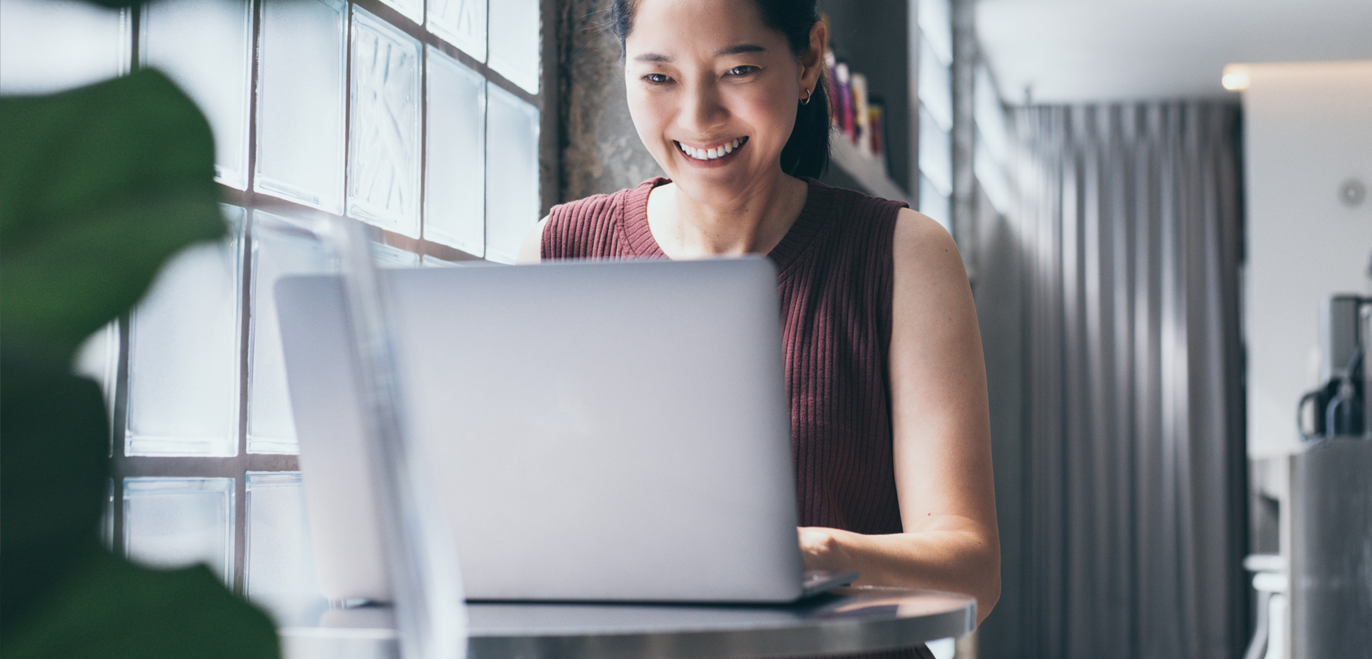 Woman working on laptop
