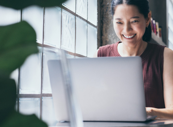 Woman working on laptop
