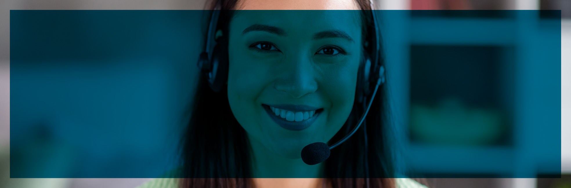 Customer service representative smiling