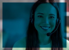 Customer service representative smiling