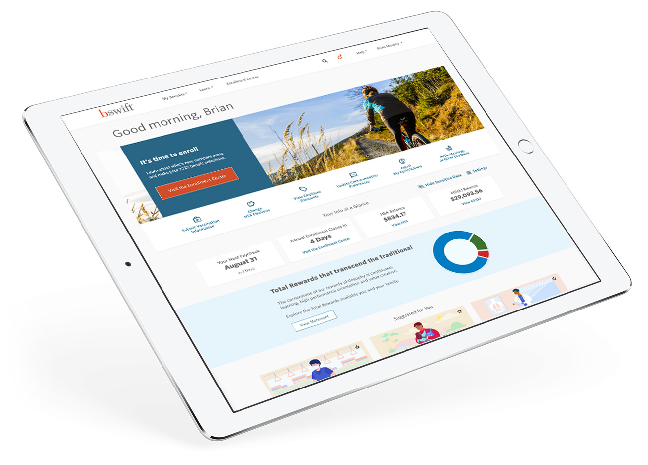 tablet showing bswift digital experience homepage